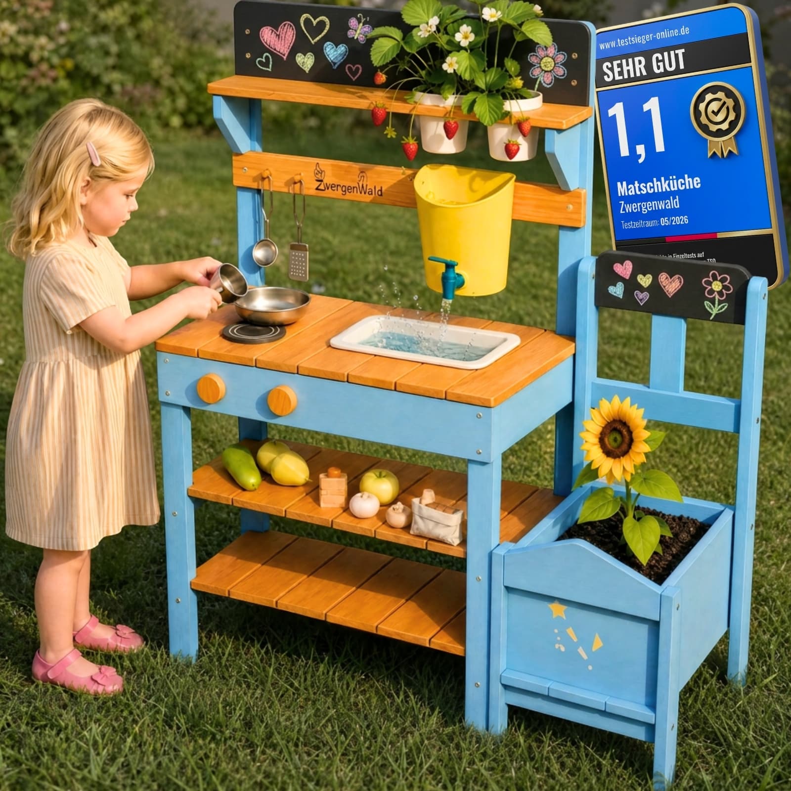 Zwergenwald Matschküche — Outdoor-Spielküche aus Massivholz