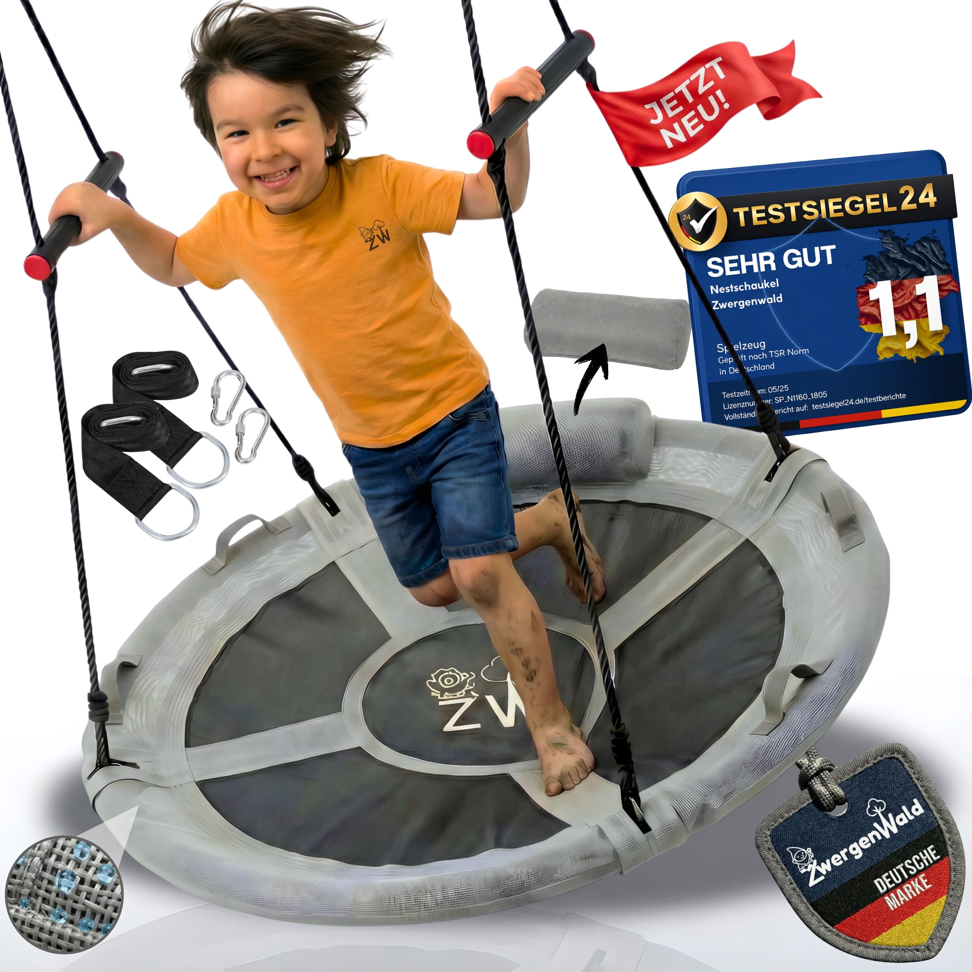 Zwergenwald Nestschaukel — 110 cm für Kinder und Eltern